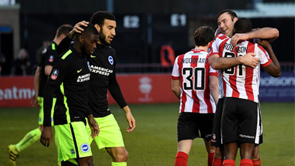 Brighton have suffered two FA Cup shocks against Lincoln City in the space of 14 years