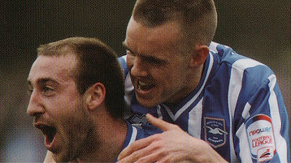 Glenn Murray celebrates scoring for Brighton and Hove Albion against Tranmere Rovers in March 2011