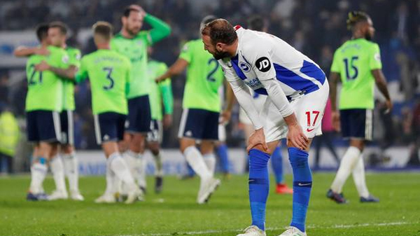 Glenn Murray can't believe it as Brighton lose 2-0 at home to Cardiff City