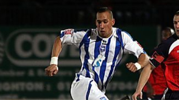 Liam Dickinson playing for Brighton in the 2009-10 season