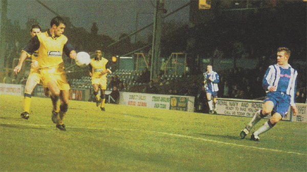 Brighton are held to a 0-0 draw by Shrewsbury Town at Priestfield Stadium in the 1997-98 season
