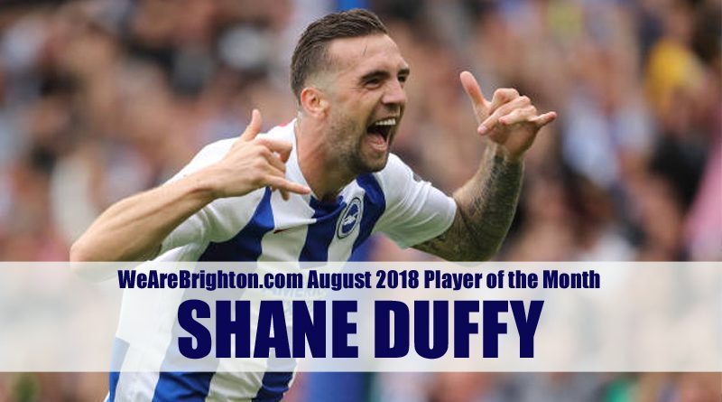 Shane Duffy is voted Brighton and Hove Albion Player of the Month for August