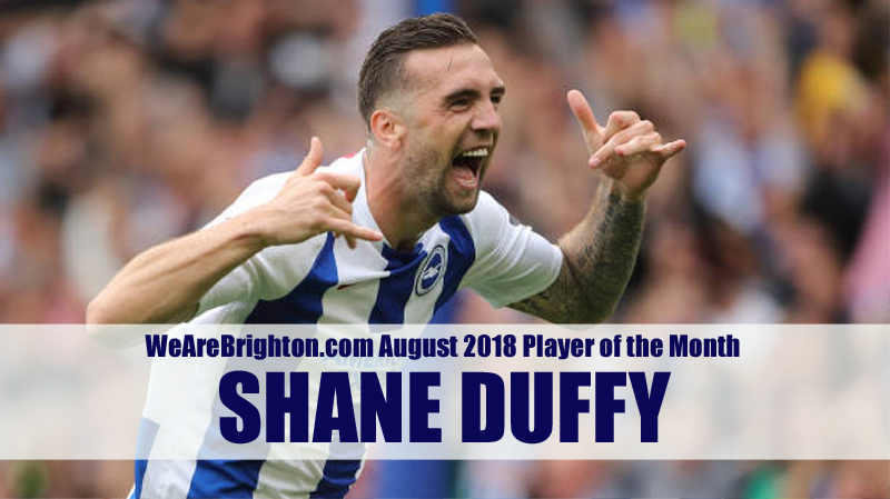 Shane Duffy is voted Brighton and Hove Albion Player of the Month for August