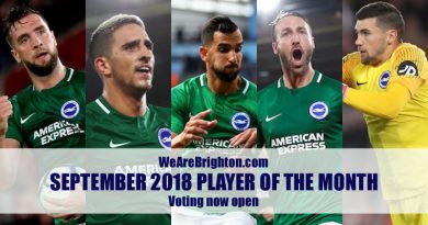Voting is now open in our WeAreBrighton.com Player of the Month poll for September 2018