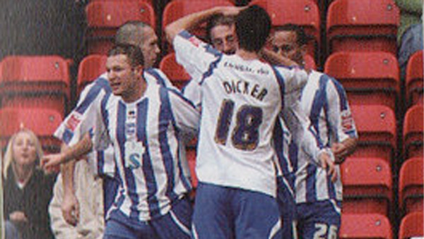Glenn Murray opens the scoring for Brighton in a 2-1 win away at Walsall in 2010