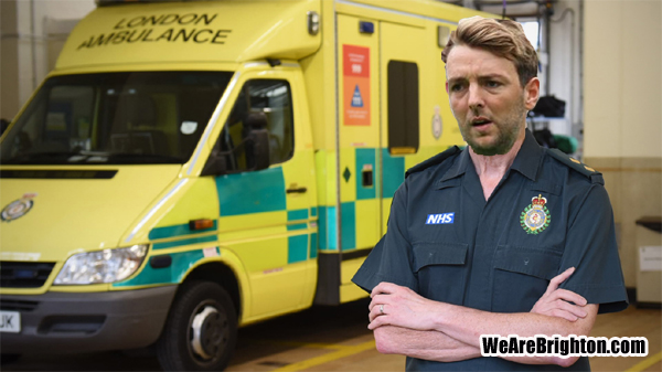 Brighton midfielder Dale Stephens driving an ambulance
