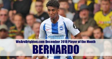 Brazilian left back Bernardo is voted Brighton and Hove Albion Player of the Month for December