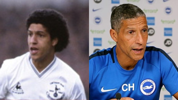 Chris Hughton playing for Tottenham Hotspur and managing Brighton and Hove Albion