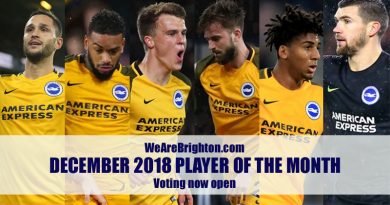 The nominations for the WeAreBrighton.com December 2018 Player of the Month