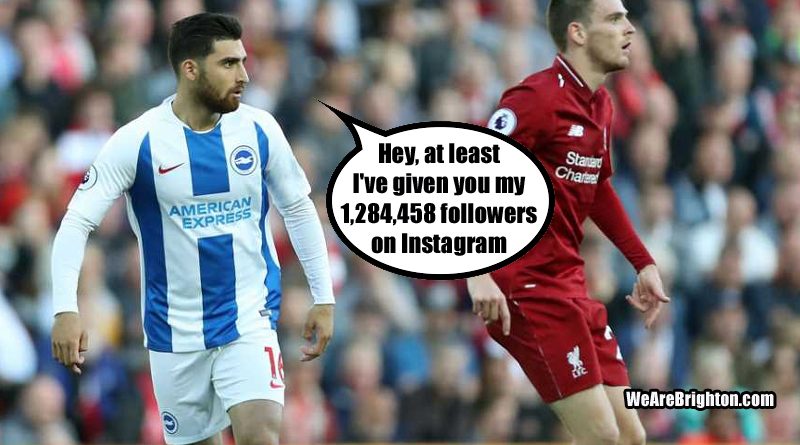 Alireza Jahanbakhsh is the most followed Brighton player on Instagram with over one million followers