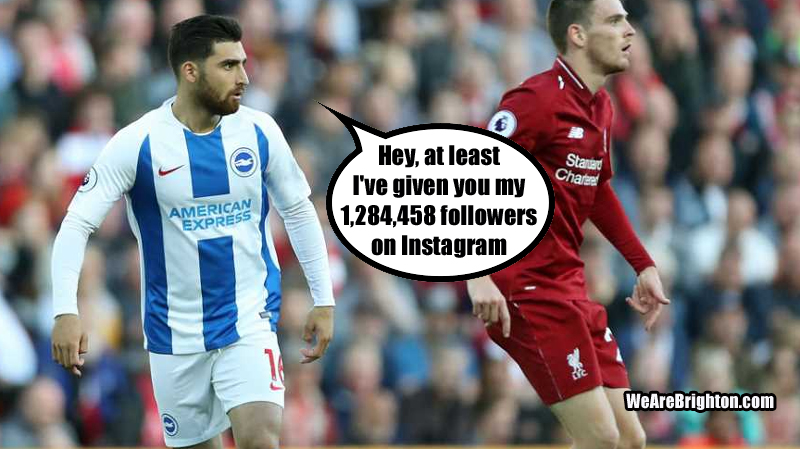 Alireza Jahanbakhsh is the most followed Brighton player on Instagram with over one million followers