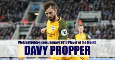Davy Propper is voted the WeAreBrighton.com Player of the Month for January 2019