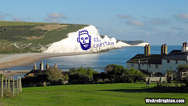 Bruno painted onto Seven Sisters cliffs