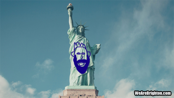 Brighton defender Bruno on the Statue of Liberty 