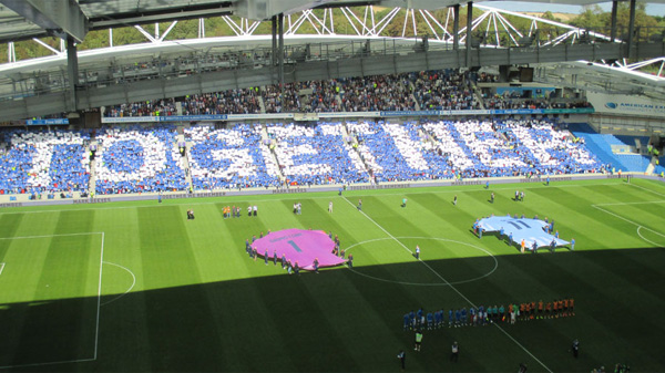 Brighton commemorate the Shoreham Air Disaster before their home game with Hull City in September 2015