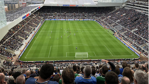 Brighton fans watching their team win 1-0 away at Newcastle United in October 2018