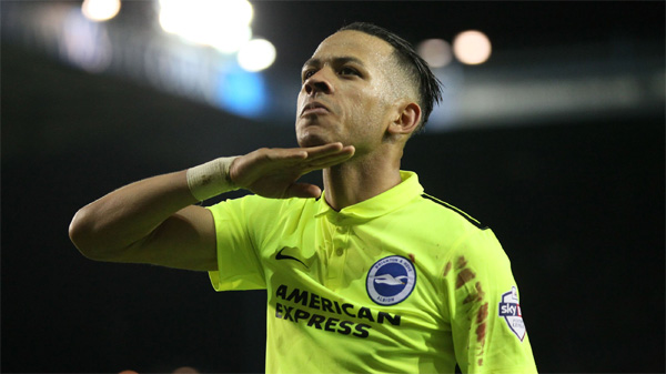 Liam Rosenior reacts to Brighton's 2-0 play off semi final defeat to Sheffield Wednesday in 2016