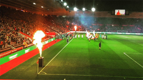 Pre game fireworks at St Mary's Stadium as Brighton took on Southampton