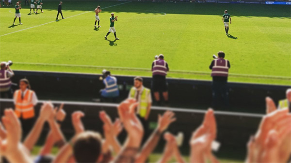 Brighton players celebrate a 0-0 draw away at Wolverhampton Wanderers