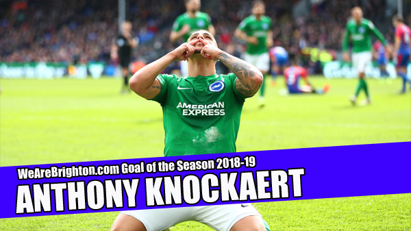 Anthony Knockaert's winner against Crystal Palace has been voted as Brighton goal of the season for the 2018-19 season