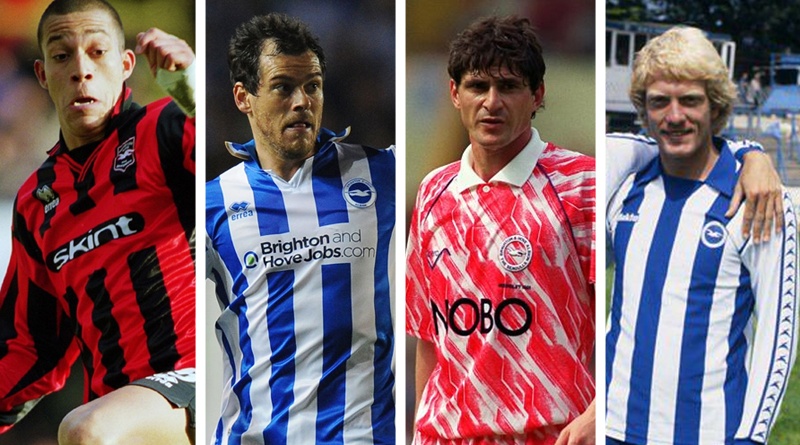 A photo of some of the most iconic kits in Brighton history