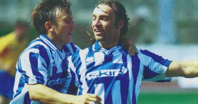 Brighton celebrate Darren Freeman scoring in their 6-0 win over Mansfield Town