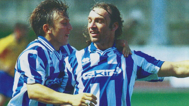 Brighton celebrate Darren Freeman scoring in their 6-0 win over Mansfield Town