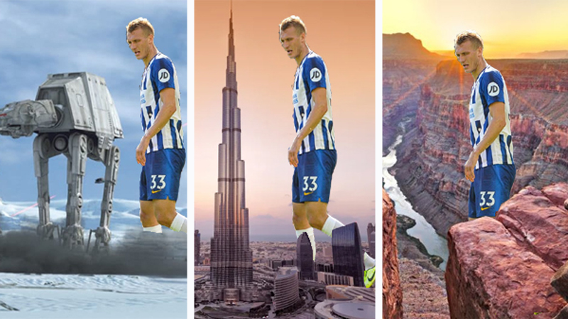 Brighton defender Dan Burn standing next to some tall things