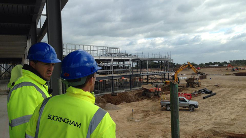 Oscar Garcia looks over Brighton's new training ground at Monks Farm, Lancing