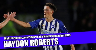 Haydon Roberts has been voted as Brighton Player of the Month for September 2019