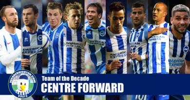 The candidates for the centre forward position in Brighton's Team of the Decade