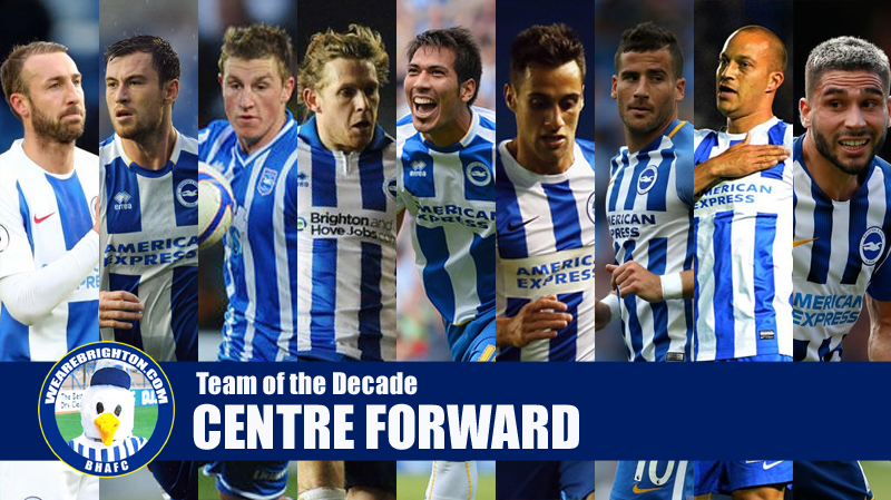 The candidates for the centre forward position in Brighton's Team of the Decade