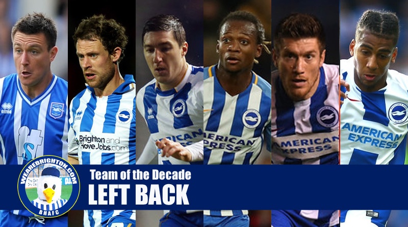The candidates for the left back position in our Brighton Team of the Decade