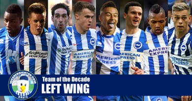 Eight players have been nominated for the left wing position in our Brighton Team of the Decade