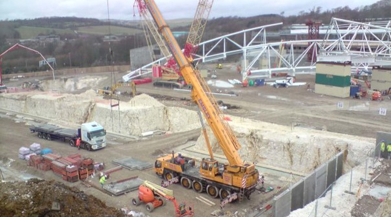 Construction of Brighton and Hove Albion's stadium taking place in February 2010