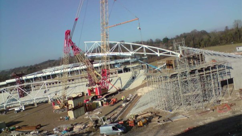 The East Stand arch at the Amex Stadium began to be constructed in late February 2010