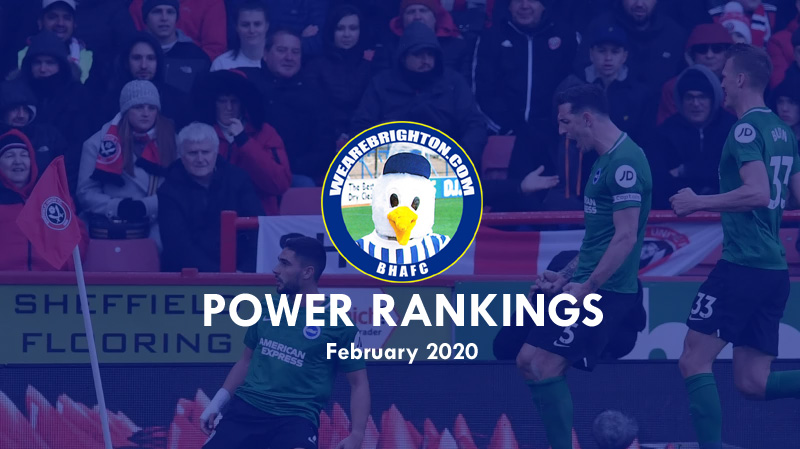 The WAB Brighton Power Rankings have been put together to find Brighton's best player in February 2020