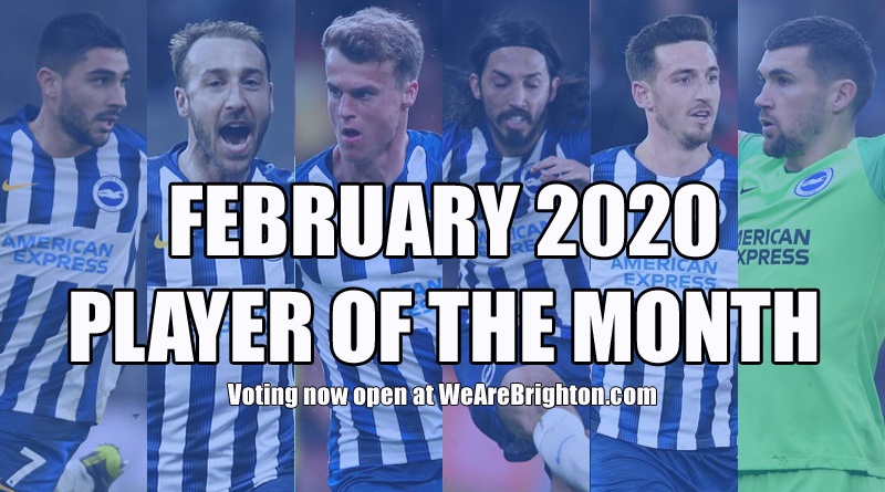 Voting is open for the WeAreBrighton.com Brighton Player of the Month competition for February 2020