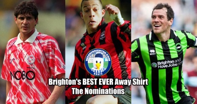 The candidates in the WeAreBrighton.com Tournament to find the best ever Brighton & Hove Albion away shirt