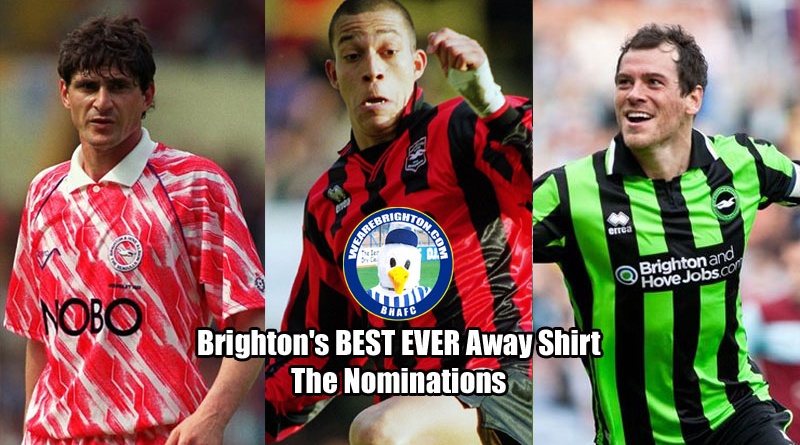 The candidates in the WeAreBrighton.com Tournament to find the best ever Brighton & Hove Albion away shirt