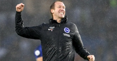 Graham Potter celebrates Brighton's 3-2 win over Everton