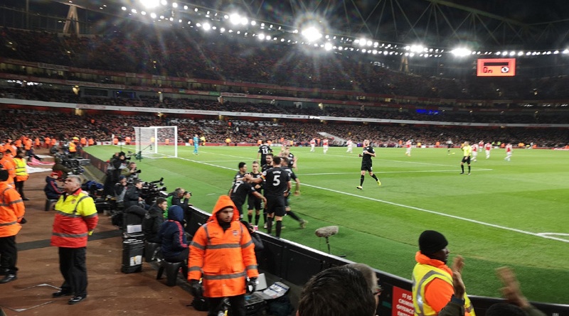 Brighton celebrate their winner against Arsenal in December of the 2019-20 season