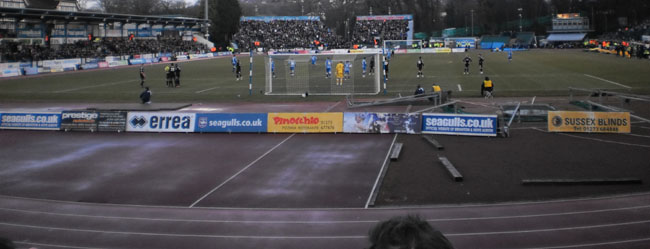 Ashley Barnes prepares to take a penalty for Brighton against Portsmouth in the FA Cup in 2010