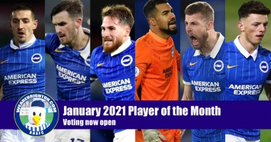 The candidates for the WeAreBrighton.com January 2021 Player of the Month have been revealed