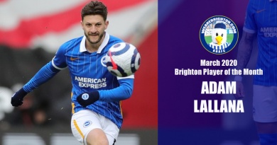 Adam Lallana has been voted as the WAB March 2021 Brighton & Hove Albion Player of the Month