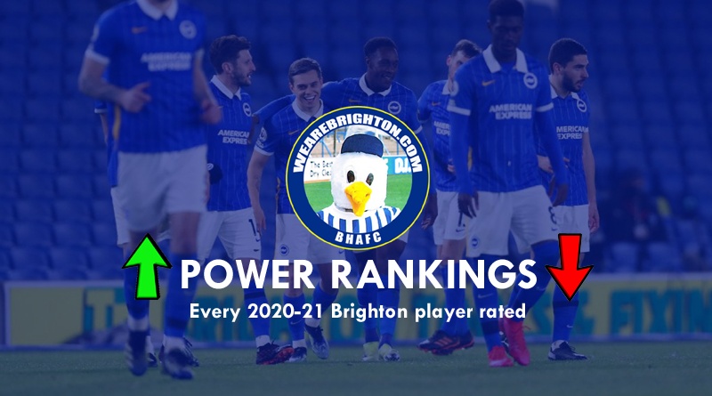 The WAB 2020-21 Power Rankings rate every Brighton player for their performances in the 2020-21 season based on post match player ratings