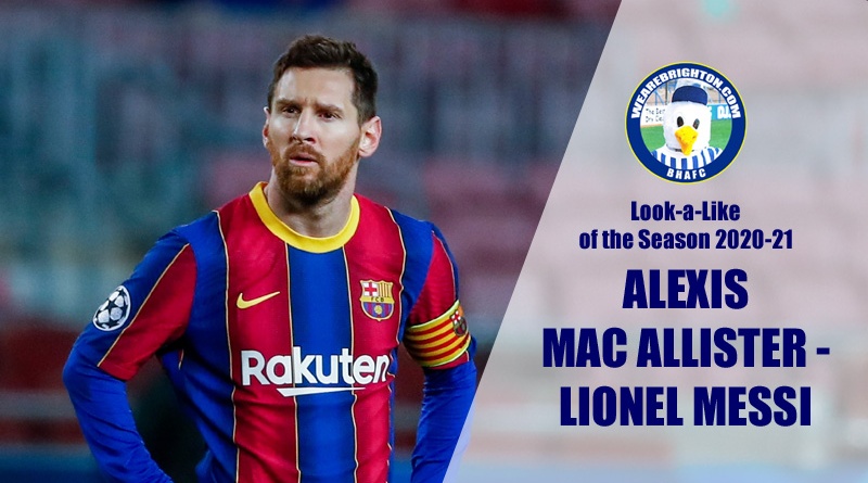Alexis Mac Allister sharing a resemblance to Lionel Messi has won the 2020-21 WAB Look-a-Like of the Season Award