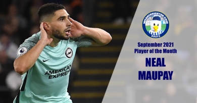 Neal Maupay has been voted as Brighton Player of the Month for September 2021