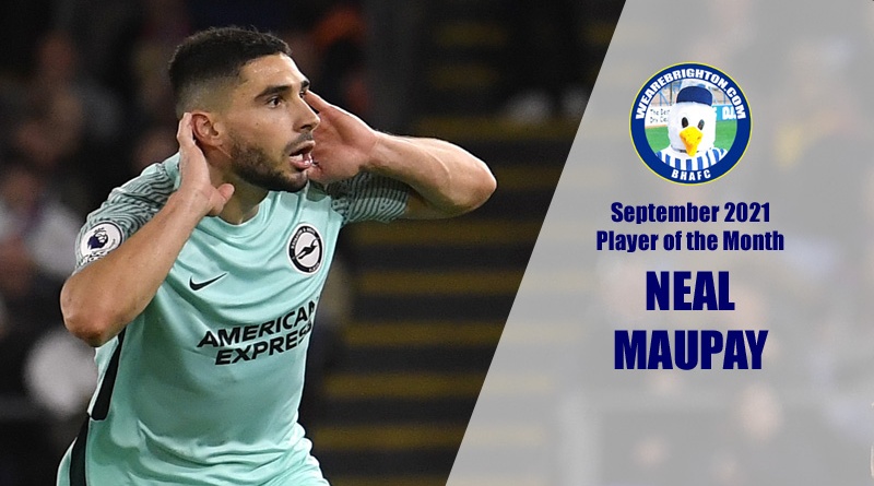 Neal Maupay has been voted as Brighton Player of the Month for September 2021