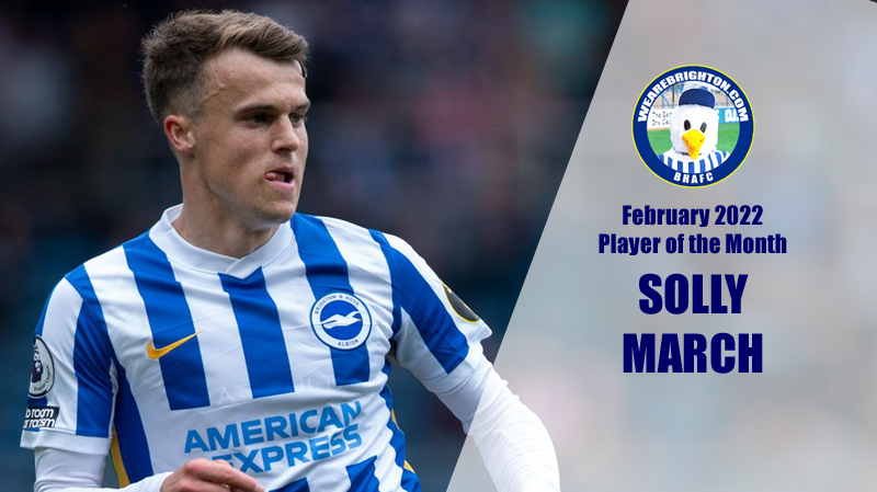 Solly March has been voted as Brighton Player of the Month for February 2022